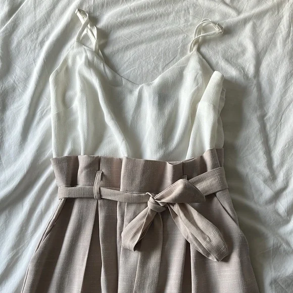 Mendocino White and Tan Jumpsuit - Picture 3 of 4